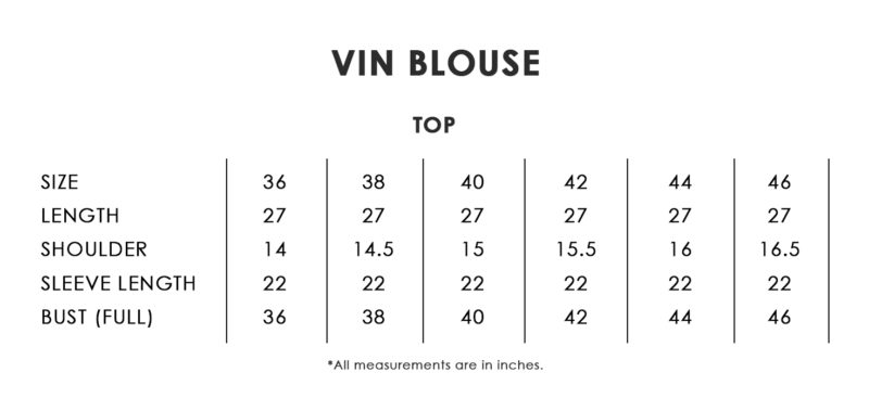 Vin Blouse Size Chart